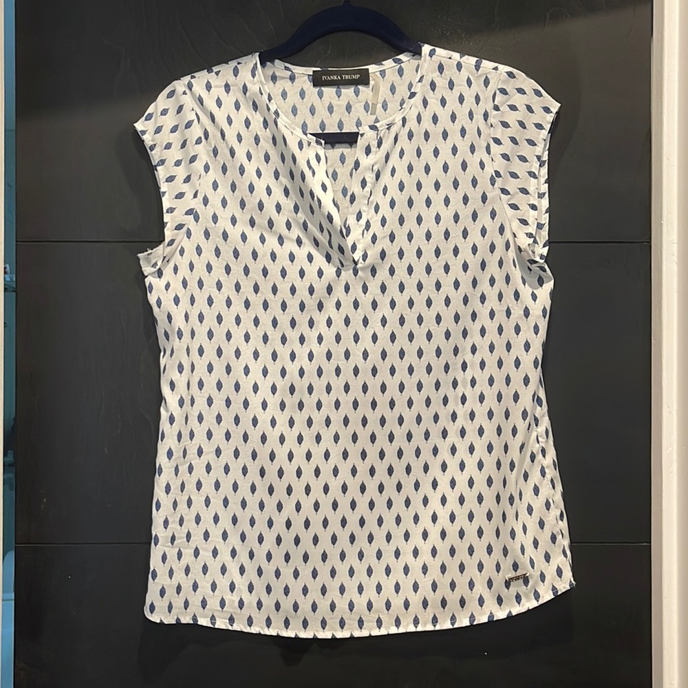 Ivanka Trump blue and white blouse